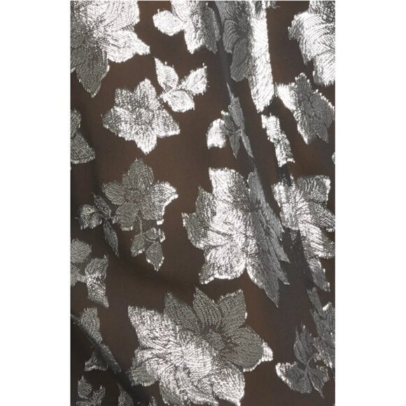 NWT Club Monaco black & silver metallic fibre burnout floral print sheer blouse - Picture 12 of 16